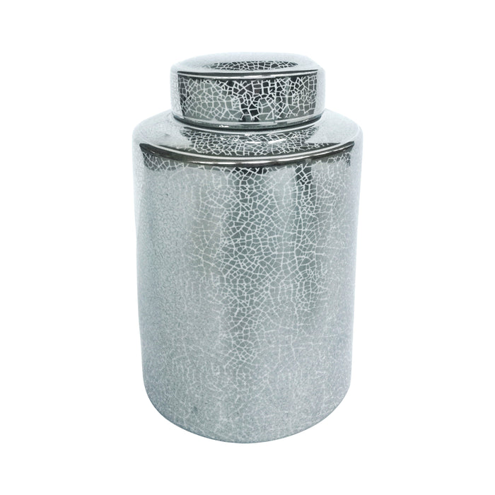 Ceramic Jar 12" - Crackle Silver