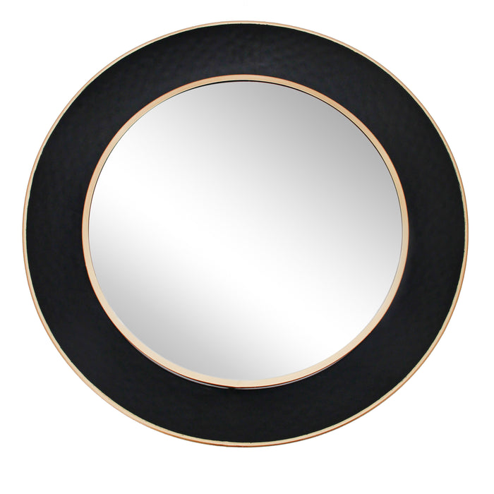 Metal Round Mirror With Gold Rim 35" - Black
