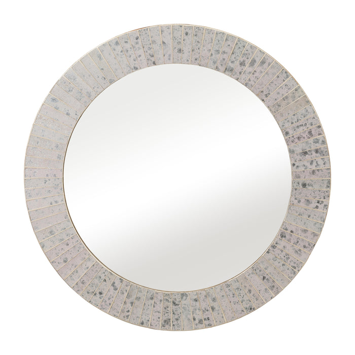 Mosaic Rnd Tiled Mirror 24" - Silver