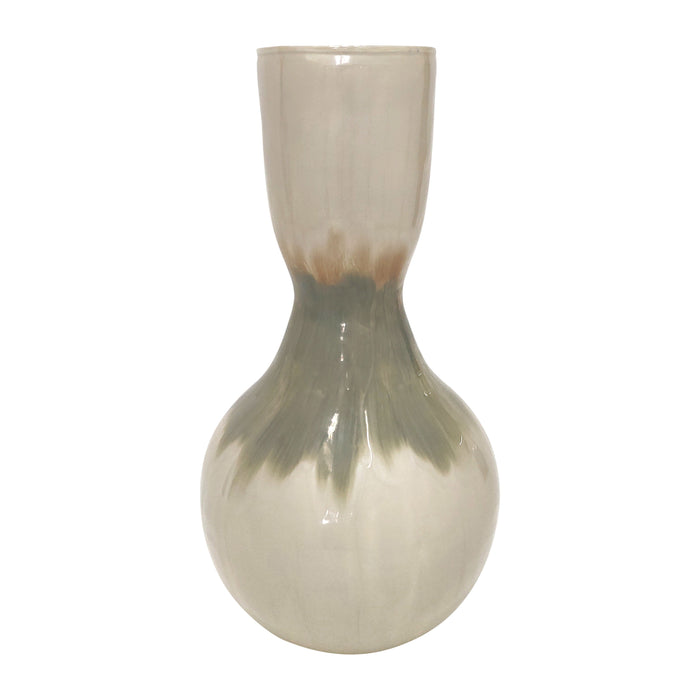Metal 18" Bulbous Vase - Pearl