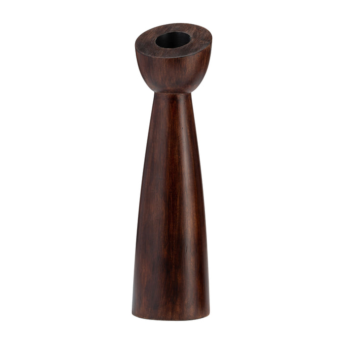 Wood Slanted Candle Holder 13" - Brown