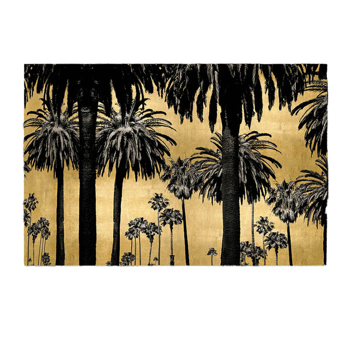 Palm Trees Metallic Tempered Glass Art 71 x 47" - Black