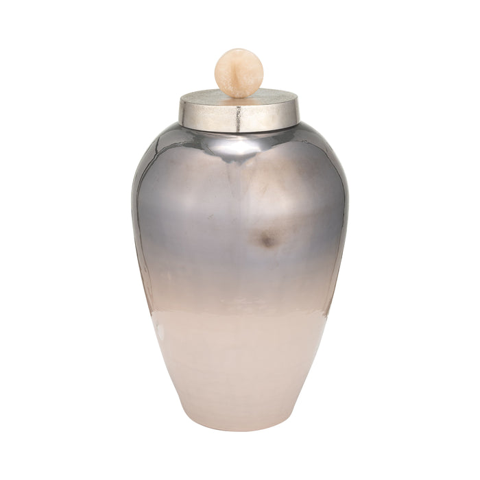 Glass Vase With Blush Knob 17" - Gray