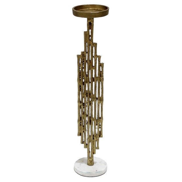 19" Contemporary Candle Holder - Gold