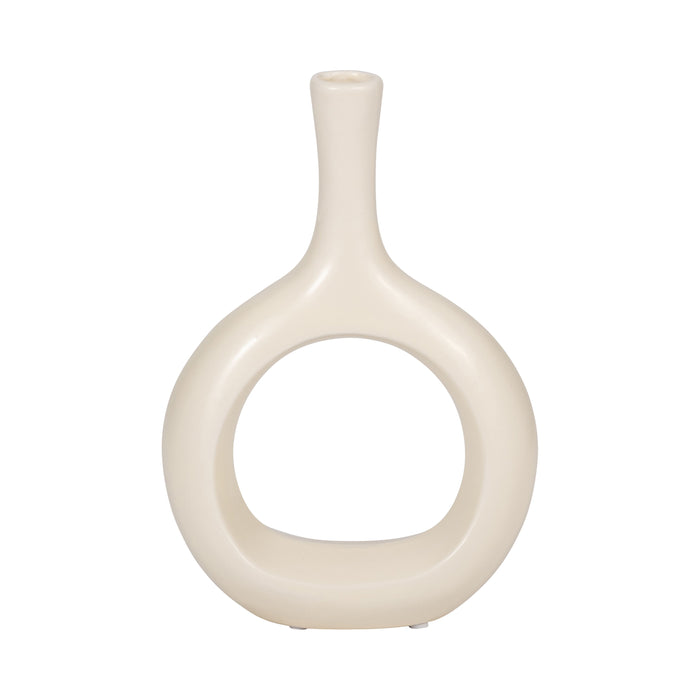 Ceramic Curved Open Cut-Out Vase 9" - Cotton