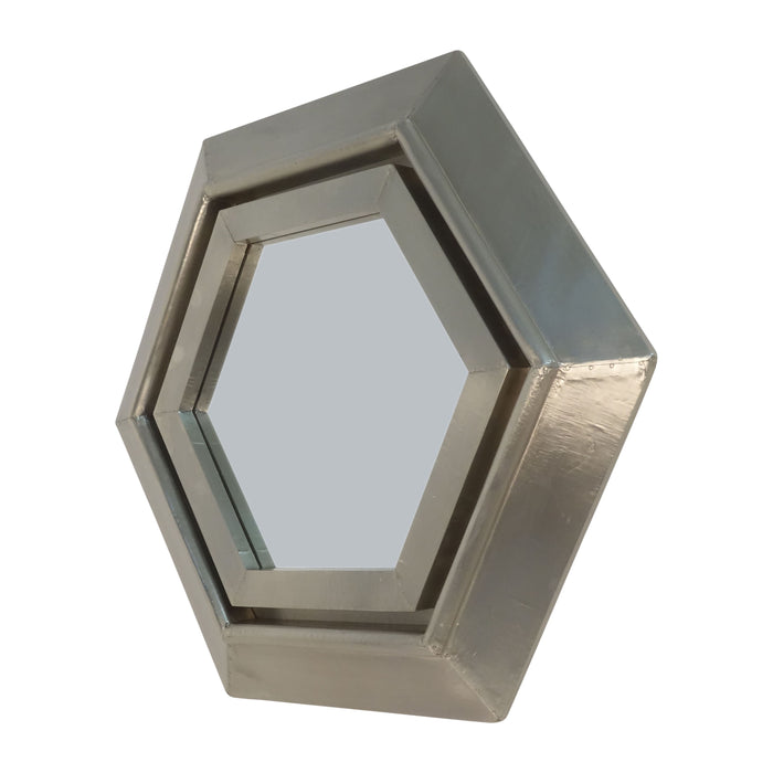 Warwin Clad Hexagon Mirror - Silver