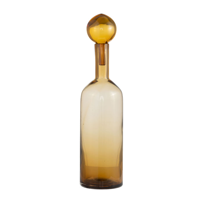 Glass Bottle With Stopper 20" - Amber