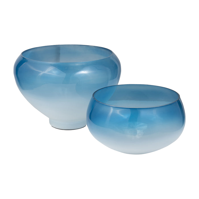 Glass Decorative Bowls 10 / 14" (Set of 2) - Blue