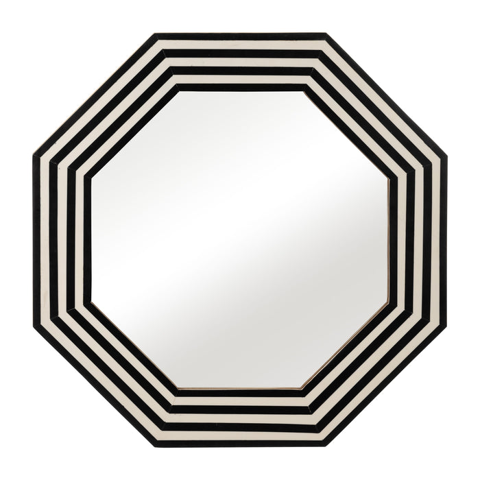 Resin Octagon Mirror 24 x 24" - Black / White