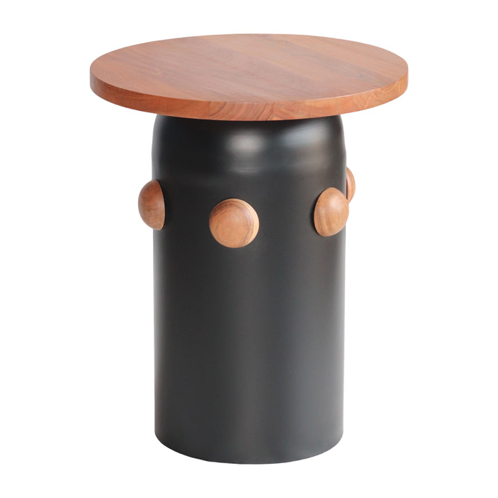 Wood 20" Side Table With Knobs - Black / Brown