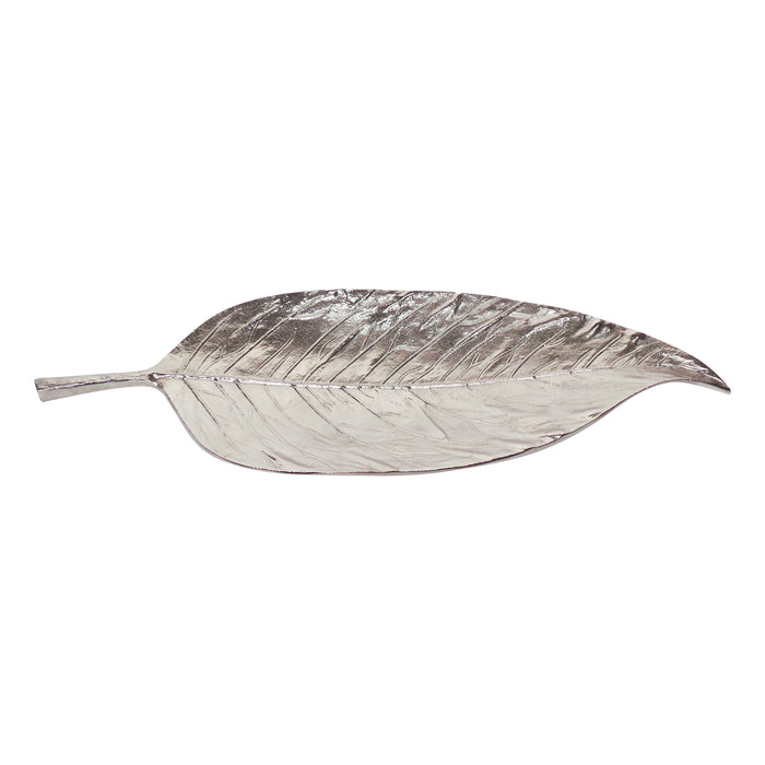 Metal Leaf Platter 26" - Silver
