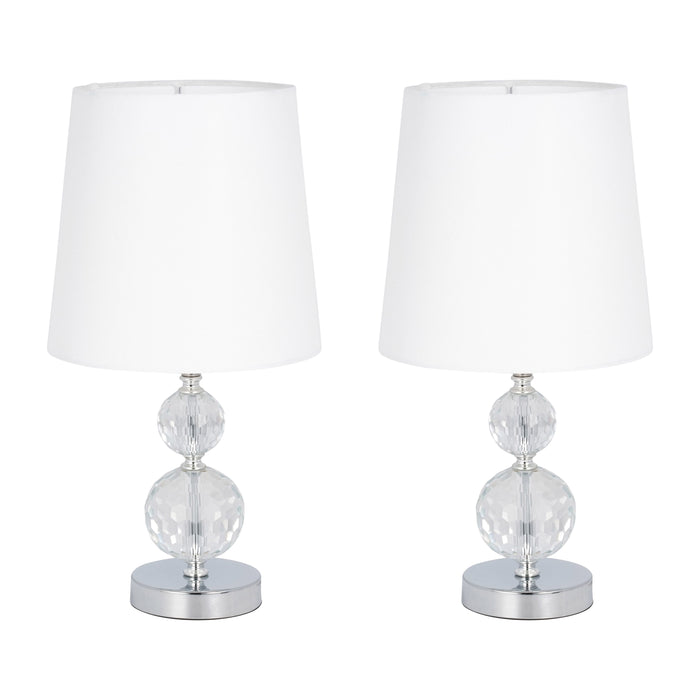 Crystal 19" Faceted Table Lamp (Set of 2) - Silver
