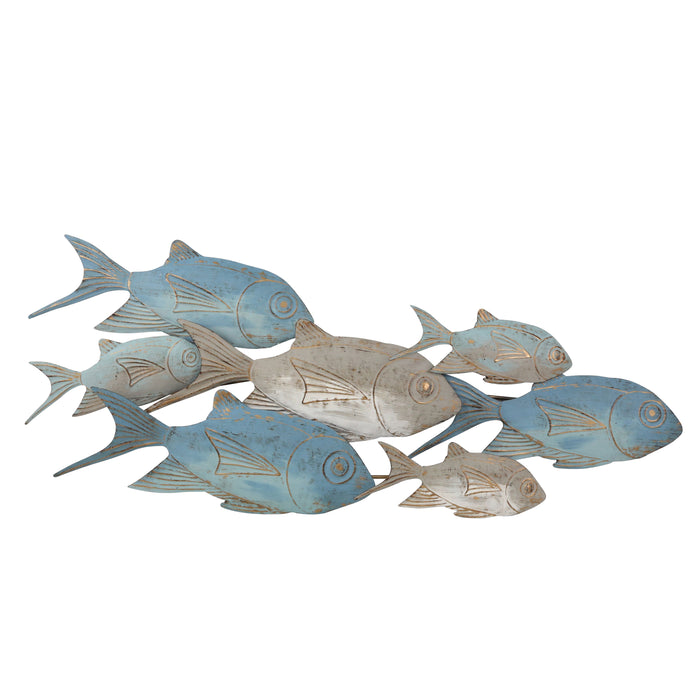 Metal School Of Fish Wall Decor - Blue