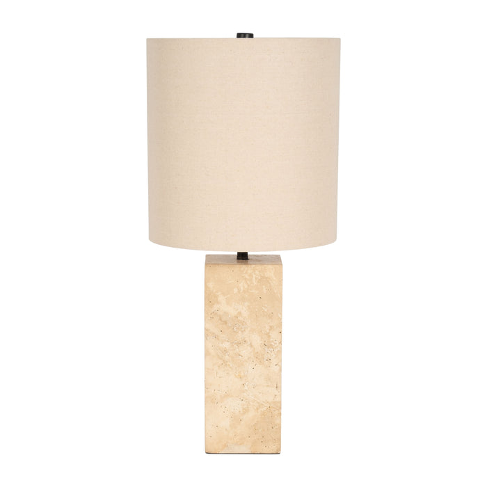 Travertine 25" Pillar Table Lamp - Natural