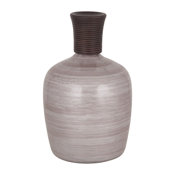 Glass 16" Wooden Top Vase - Blush