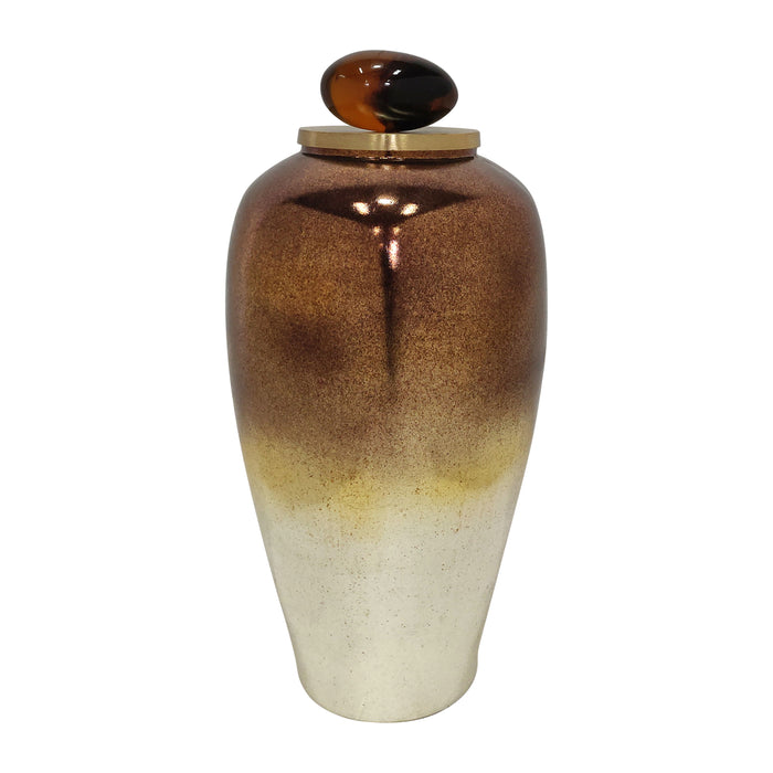 Glass 23" Temple Vase With Resin Topper - Copper