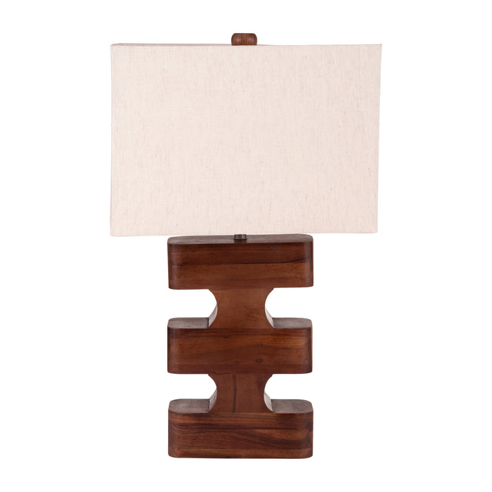 Wood Geometric Lamp 26" - Brown