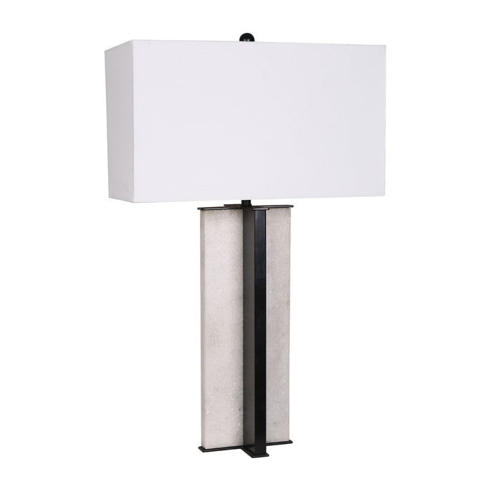 Metal 28" Pillar Table Lamp - Black / White