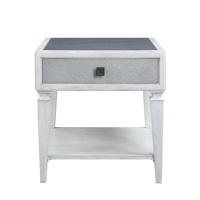 Katia - End Table - Rustic Gray & Weathered White Finish