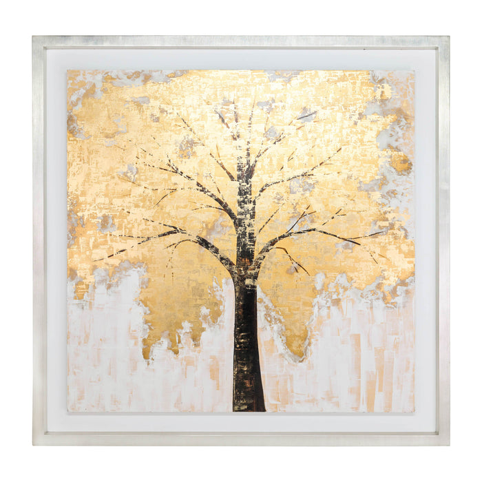 Hand Painted Autumn Gold Leaf Tree - Brown