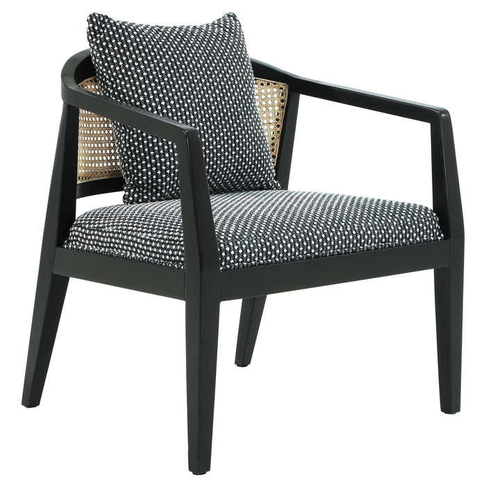 Wood Woven Back Accent Chair - Textured Black