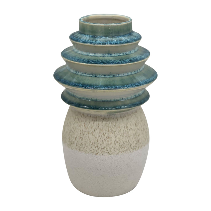 9" Fluted Top Vase Reactive Finish - Multi