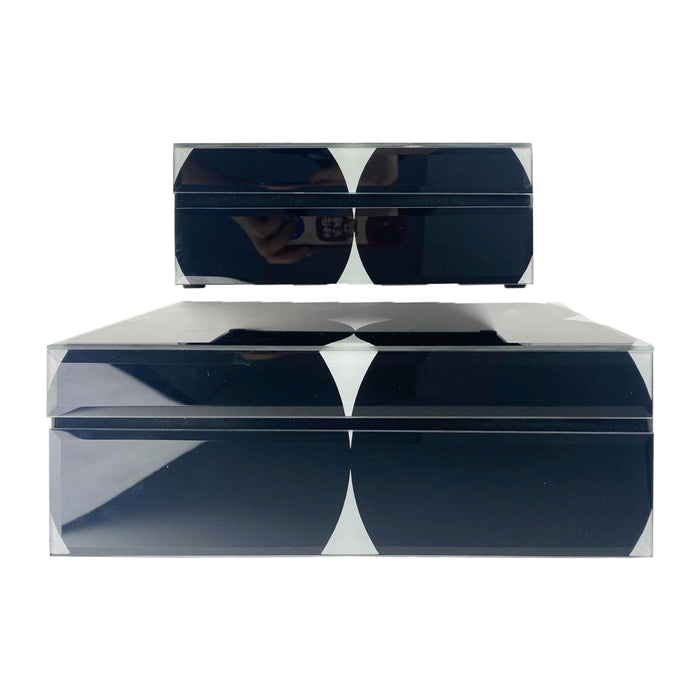 Wood (Set of 2) 8/11" Abstract Boxes - Black/White