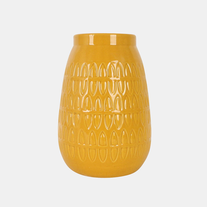 Carved Vase - Mustard Gold