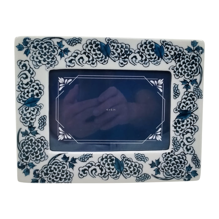 Ceramic 4X6 Chinoiserie Photo Frame - Blue/White