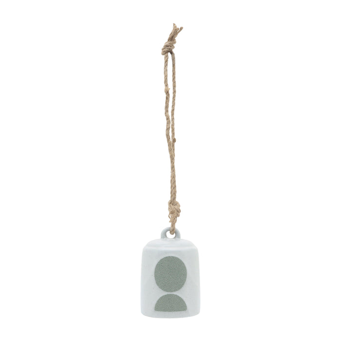 Ceramic Hanging Bell Circles 4" - White / Green