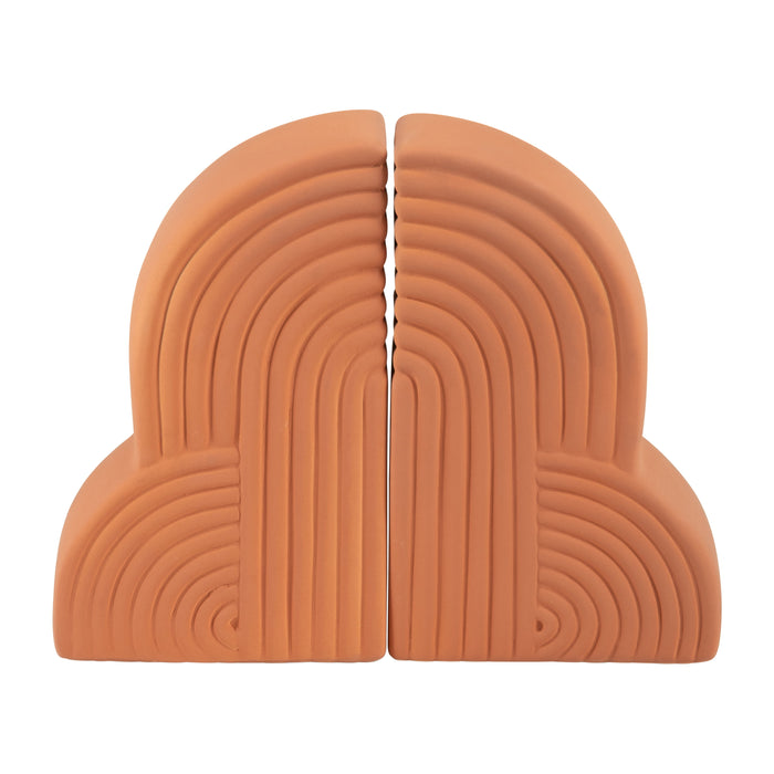 Ceramic Arches Bookends 13 x 10" (Set of 2) - Terracotta