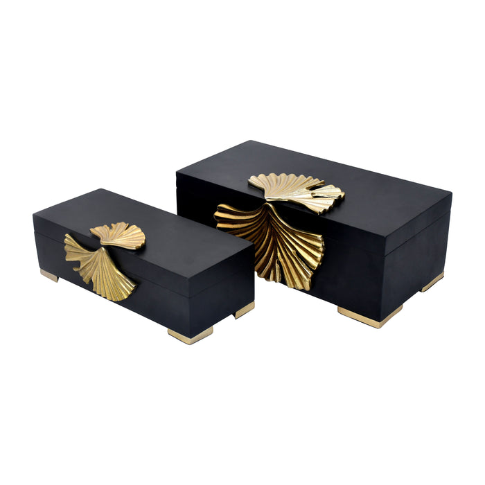 Gingko Boxes (Set of 2) - Black