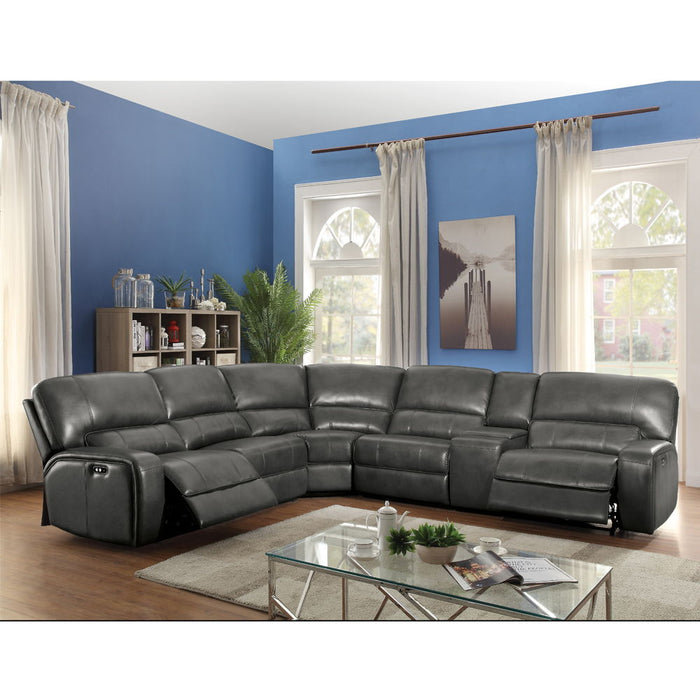 Saul - Sectional Sofa - Gray Leather-Aire