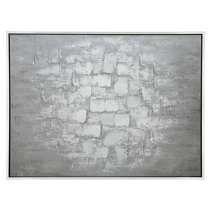 Hand Painted Abstract Canvas 47 x 35" - Gray