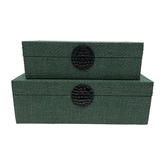 10/12" Box With Medallion (Set of 2) - Sage Green