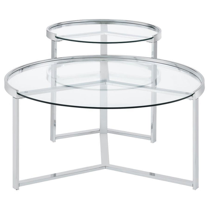Delia - Round Glass Top Nesting Coffee Table