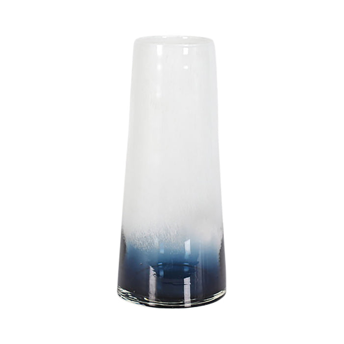 Glass 11" Blue Waters Vase - Blue/White