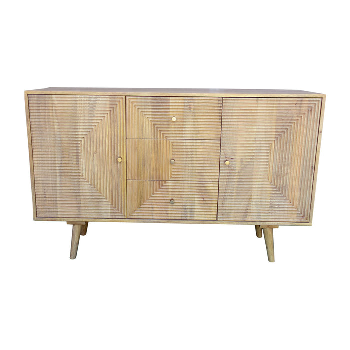 Wood 53X33" Ridged Sideboard - Natural