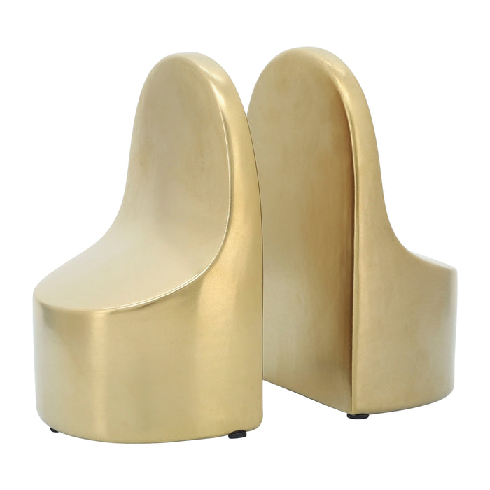 Cer Contemporary Bookends 6" - Gold