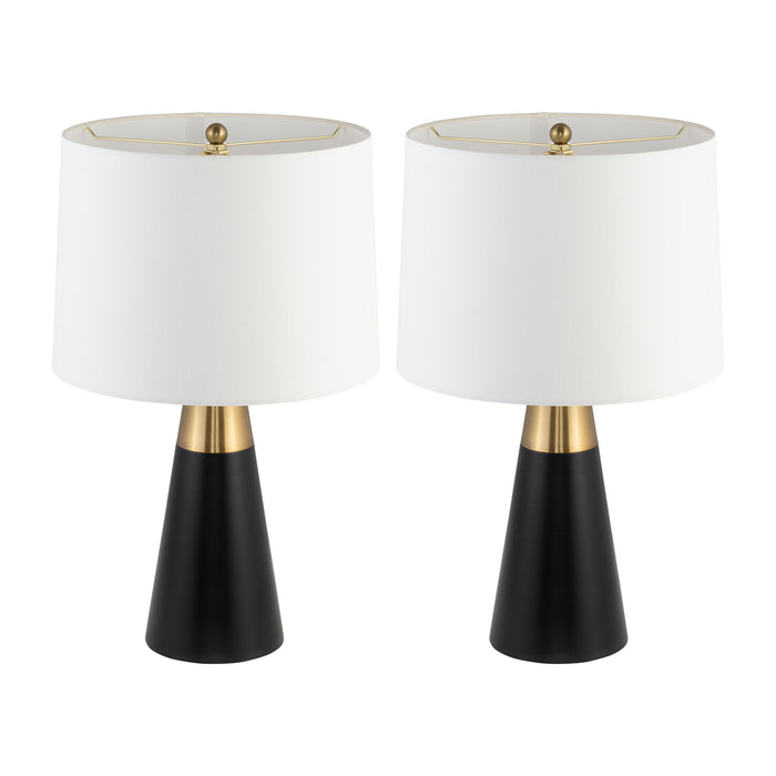 Metal 2 Tone Cone Table Lamps 23" (Set of 2) - Black / Gold
