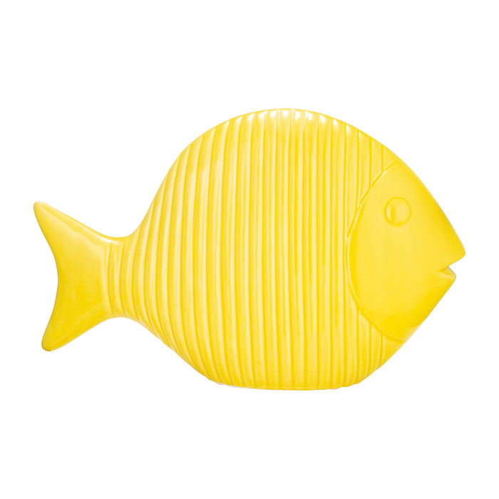 Ceramic 16" Striped Fish - Yellow