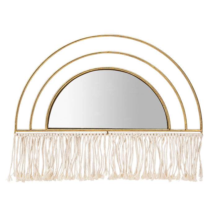 Metal / Wood Arched Mirrored Wall Decor 17" - Gold