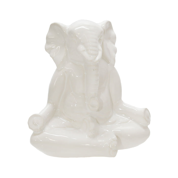 Ceramic Yoga Elephant 7" - White