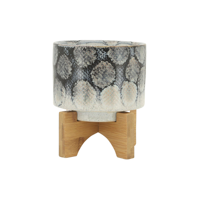 Ceramic Snakeskin Planter With Stand 5" - Blue