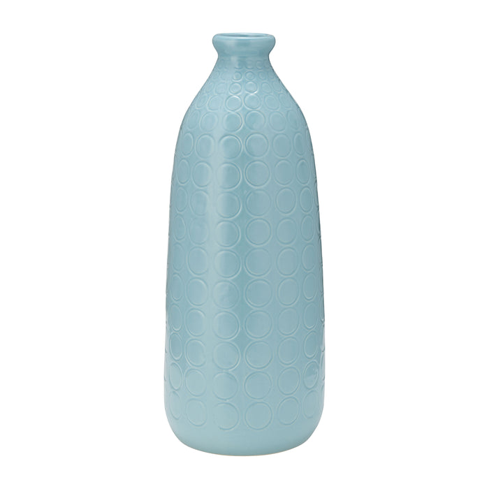 Ceramic Circles Vase 16" - Aqua Haze