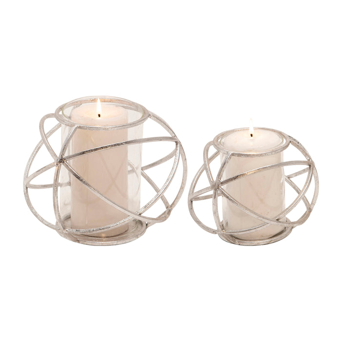 Orb Candle Holder 6" (Set of 2) - Silver