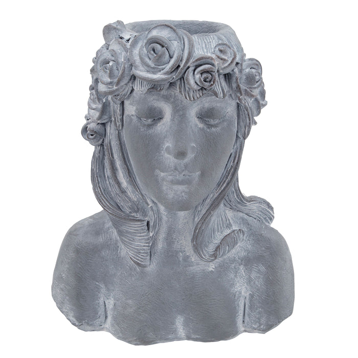 Resin Lady With Roses 19" - Gray