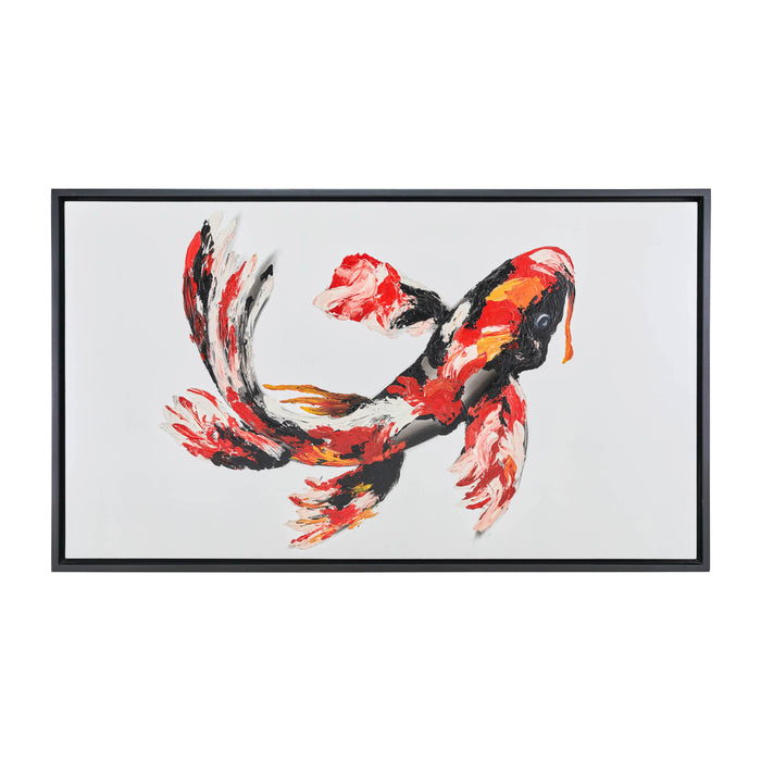 Hand Painted Koi Fish 59 x 35" - Red / Black
