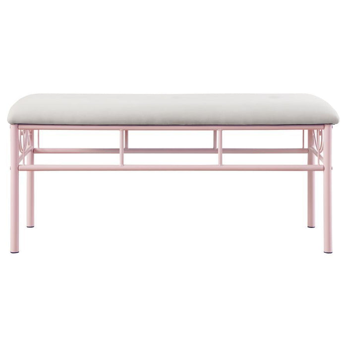 Massi - Tufted Upholstered Bench - Powder Pink