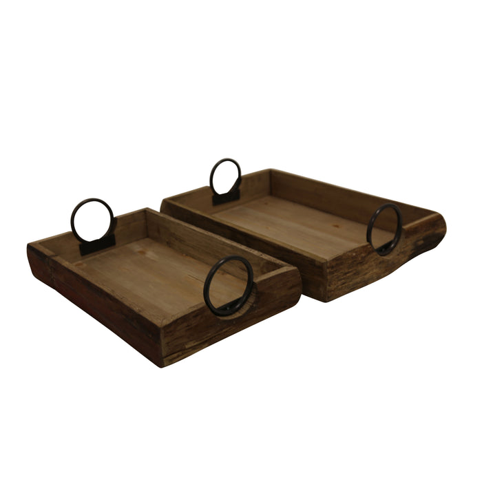 Wood Trays 19x13x5" (Set of 2) - Brown
